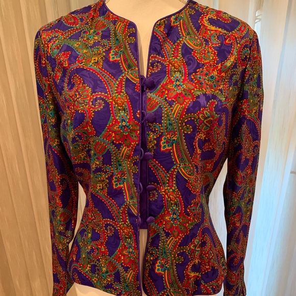 ⬇️Adrianna Papèll silk sz 8 jacquard jacket - Picture 1 of 4